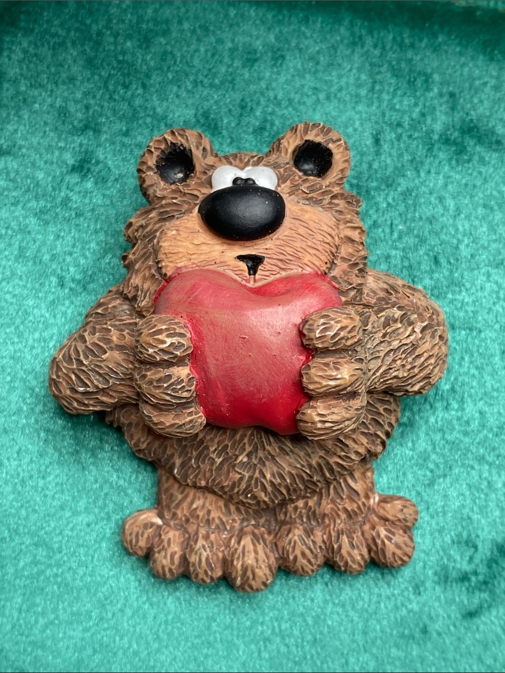 Brown Bear Brooch Gift with red heart or apple not sure you choose.